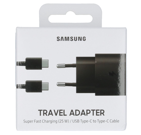 Samsung PD 25W Wall charger + cable- USB-C Snellader - Black