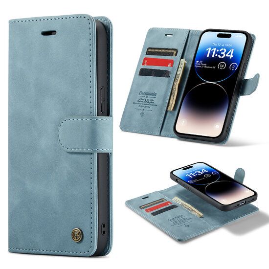 Bookcase 2-in-1 voor iPhone  in zwart leer met afneembare backcover.
iPhone  2-in-1 case met pasjesvak en standaard, zwart leren hoes.
Leren bookcase voor iPhone  met magnetische sluiting en afneembare backcover.
iPhone wallet case van zwart leer met pasjesvak, standaard en magnetische sluiting.